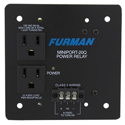 Furman MP-20Q Power Relay Accessory Mounts in Quad Electrical Box, 20 Amp, Two Outlets, Remote Turn-on from Maintained 8-15 Volt DC Supply