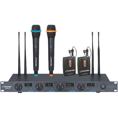 Pyle Pro Pdwm Rack Mount Professional Mic Wireless Uhf Microphone System W Lavalier And